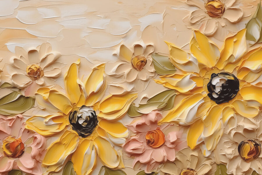 Pittura di fiori su una parete Pittura di fiori su una parete