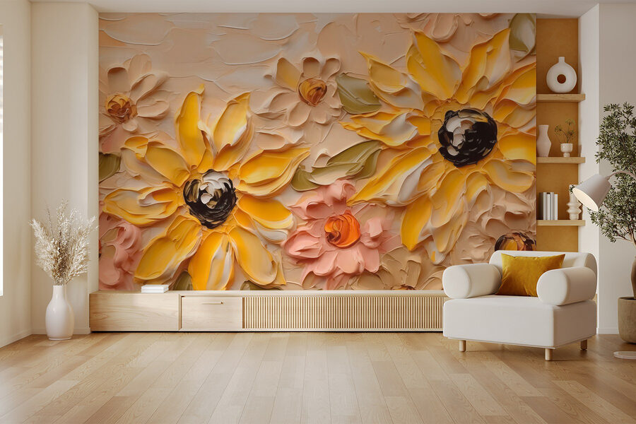 Pittura di fiori su una parete Pittura di fiori su una parete
