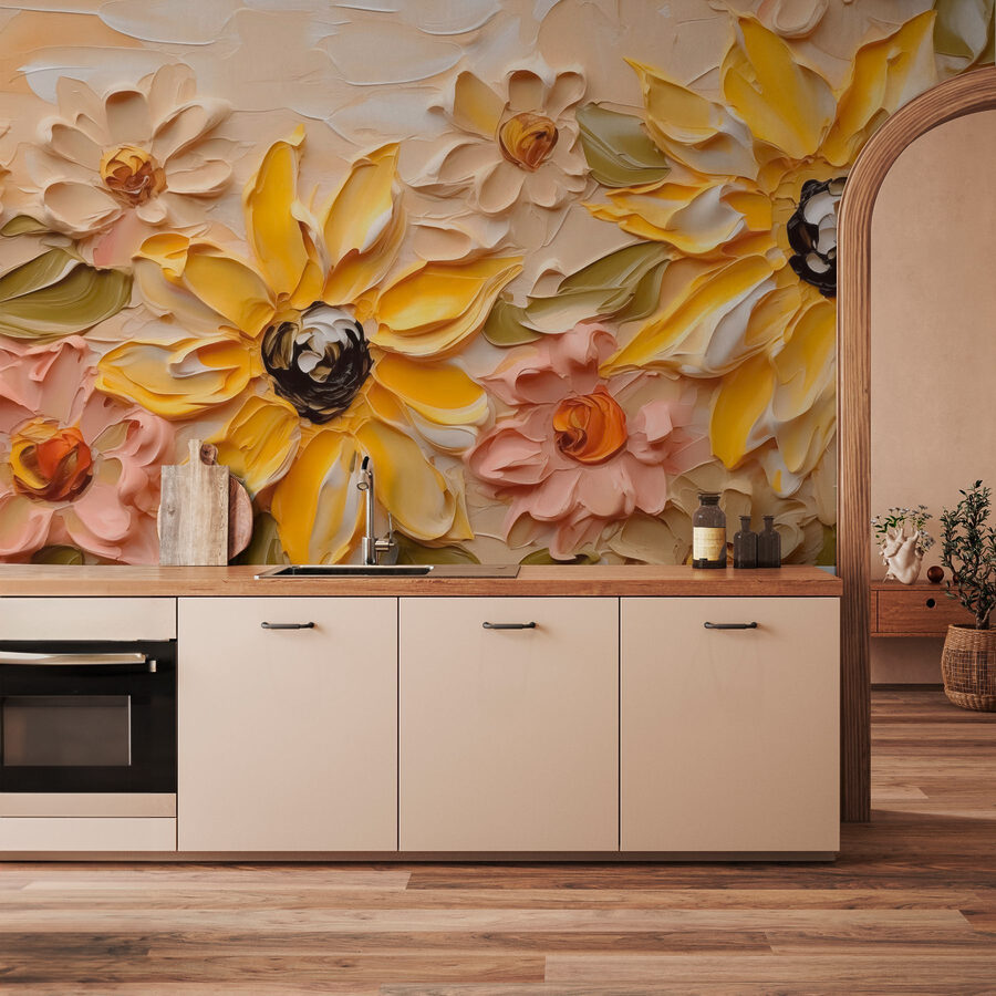 Pittura di fiori su una parete Pittura di fiori su una parete