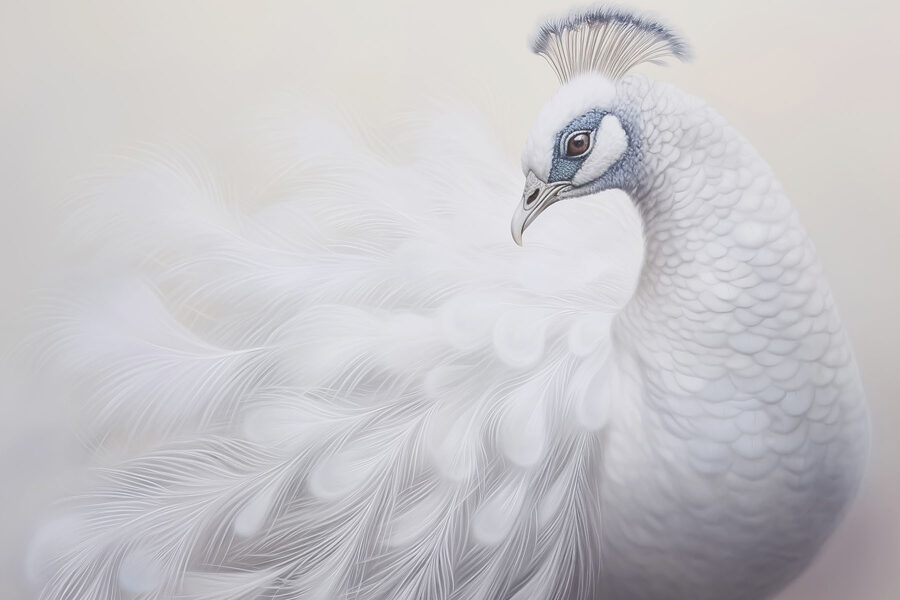 Pavone bianco con occhi blu