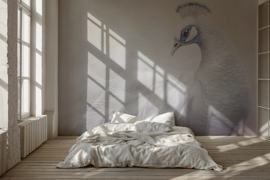 Pavone bianco con occhi blu
