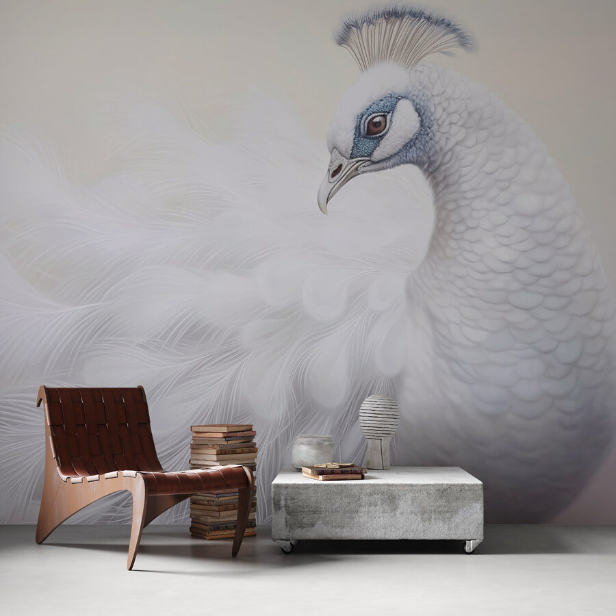 Pavone bianco con occhi blu
