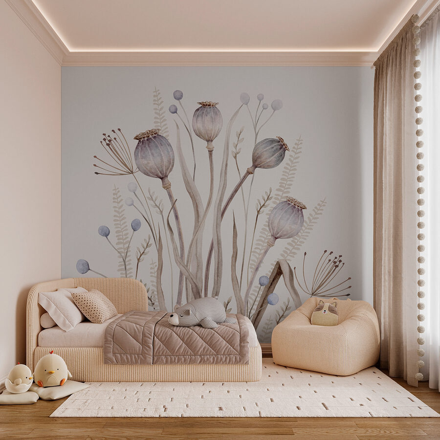 Carta da parati Acquerello di fiori e piante - immagine 2