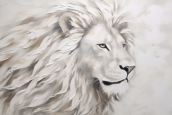 White lion with long hair