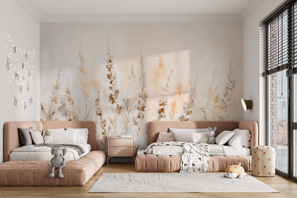 Painting of flowers in a field