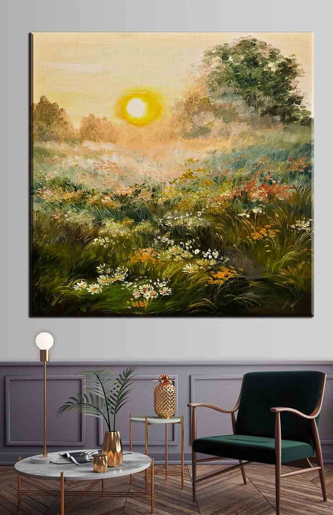Painting of a field of flowers Painting of a field of flowers
