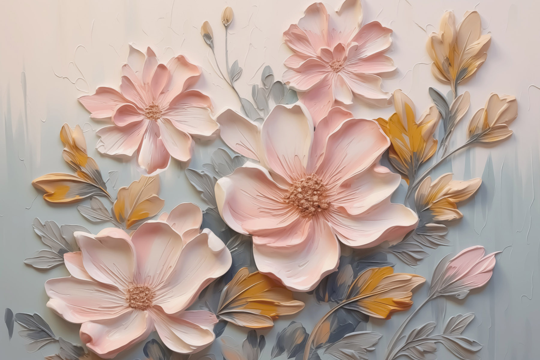 Painting of flowers and leaves Painting of flowers and leaves