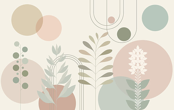 Disegno botanico astratto con colori tenui. Disegno botanico astratto con colori tenui.