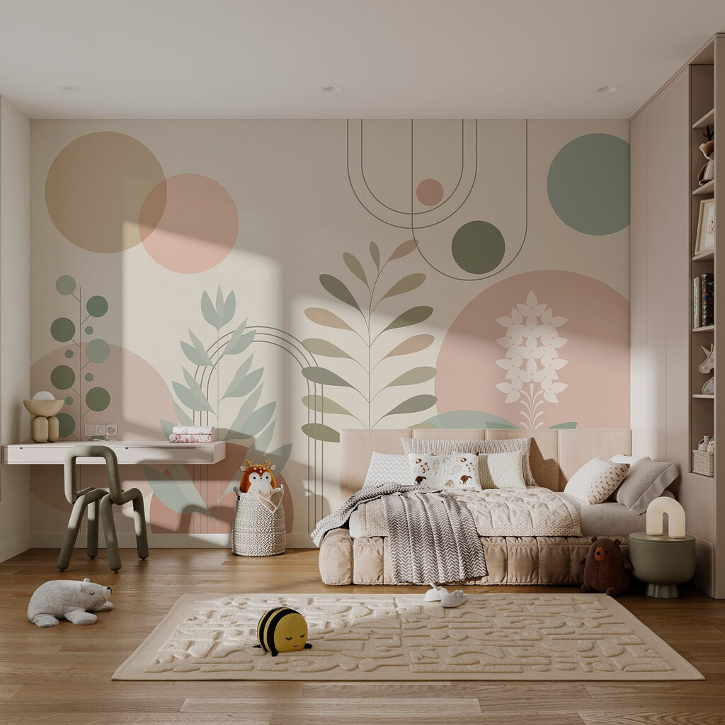 Disegno botanico astratto con colori tenui