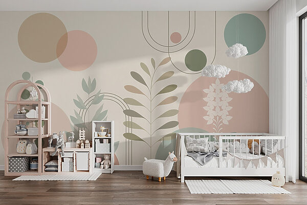 Disegno botanico astratto con colori tenui. Disegno botanico astratto con colori tenui.