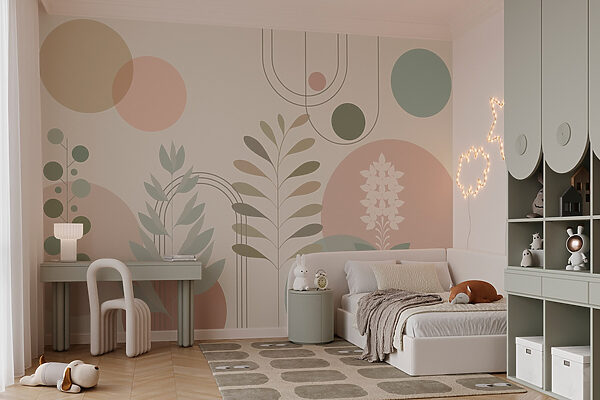 Disegno botanico astratto con colori tenui. Disegno botanico astratto con colori tenui.