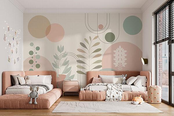 Disegno botanico astratto con colori tenui. Disegno botanico astratto con colori tenui.