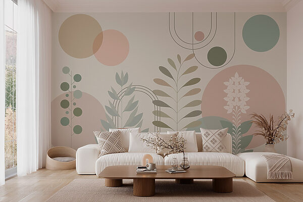 Disegno botanico astratto con colori tenui. Disegno botanico astratto con colori tenui.
