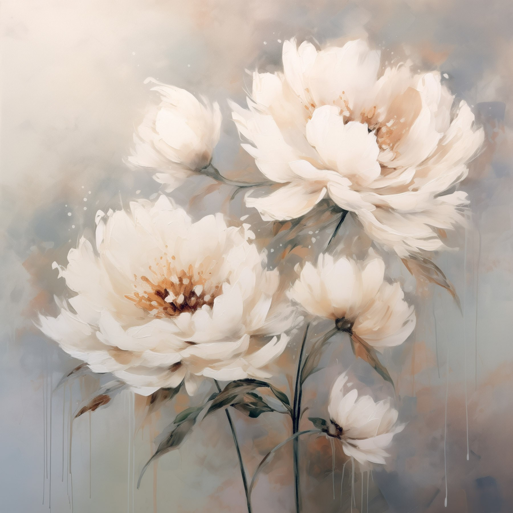 Painting of white flowers Painting of white flowers