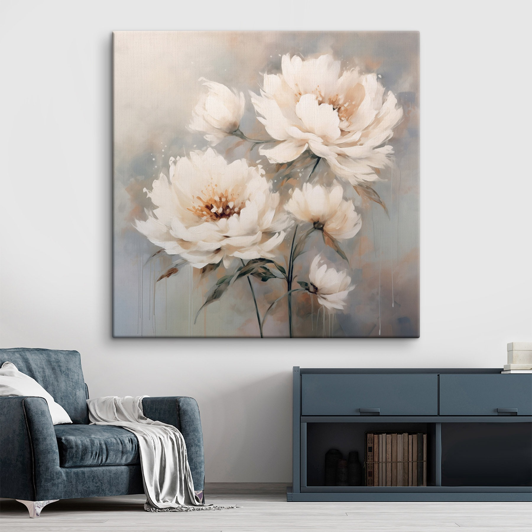 Painting of white flowers Painting of white flowers
