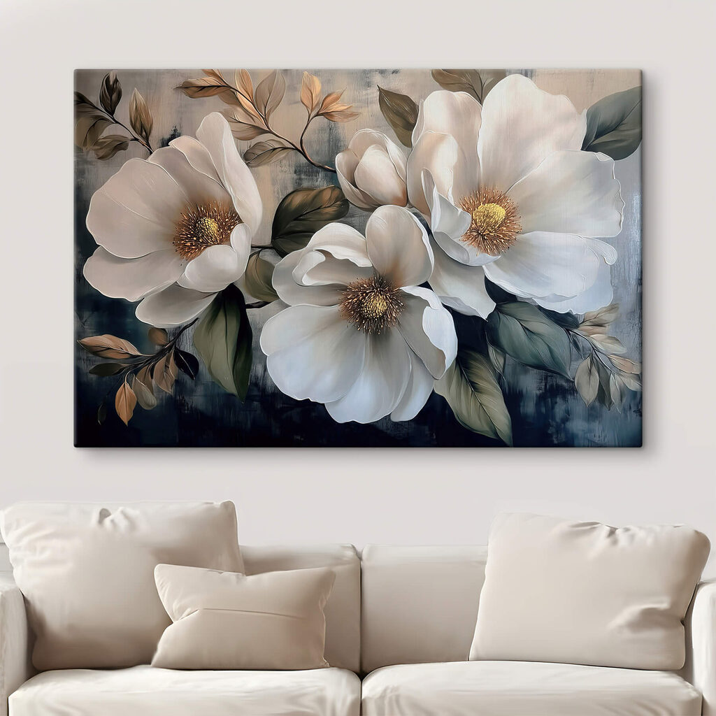 Painting of white flowers Painting of white flowers