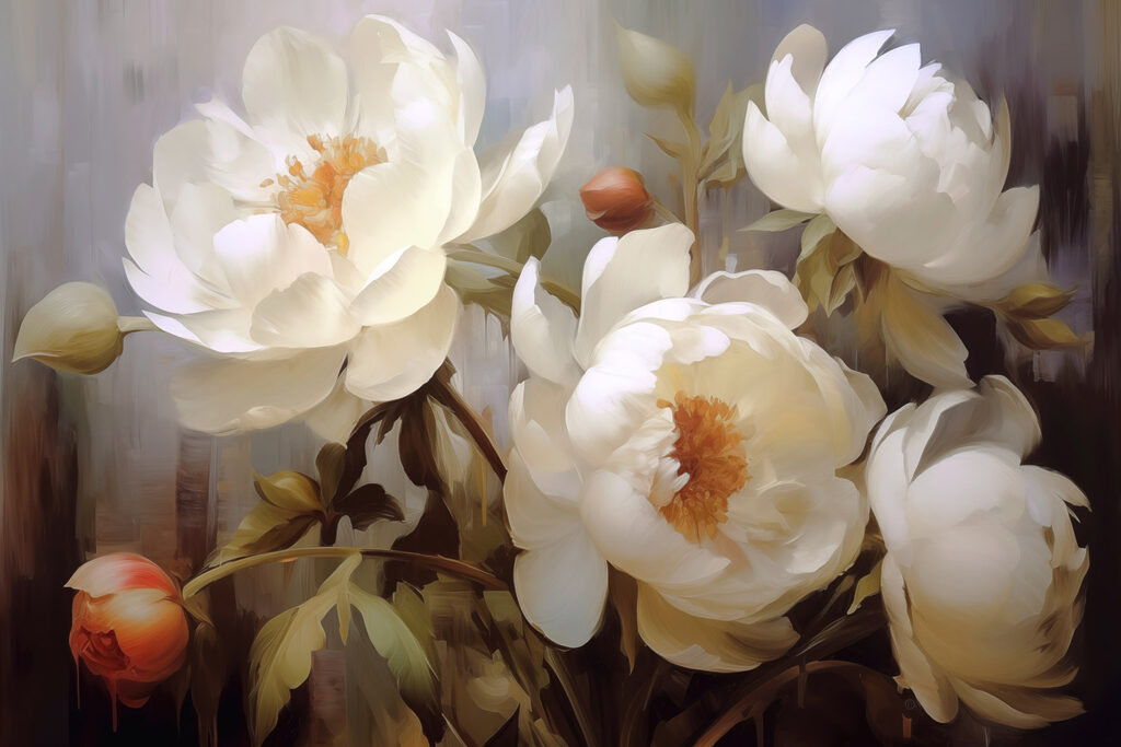 Painting of white flowers Painting of white flowers