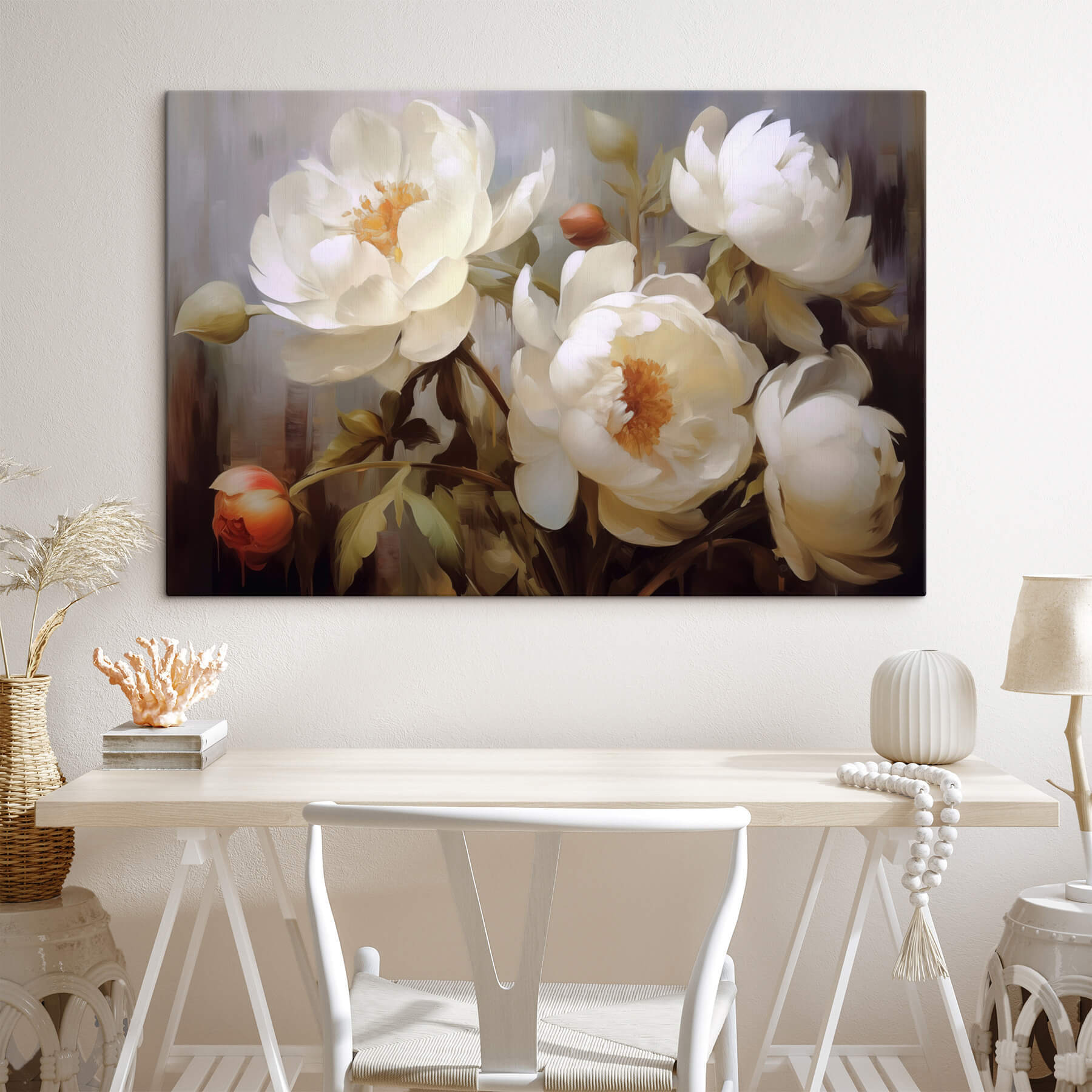 Painting of white flowers Painting of white flowers