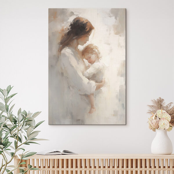 Painting of a woman holding a baby Painting of a woman holding a baby