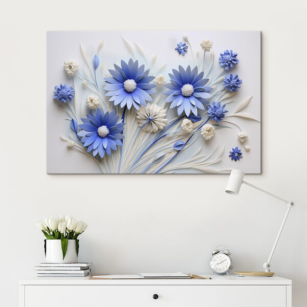 Quadri Fiori di carta blu e bianchi (COD: s44294) Quadri Quadri Fiori di carta blu e bianchi (COD: s44294)