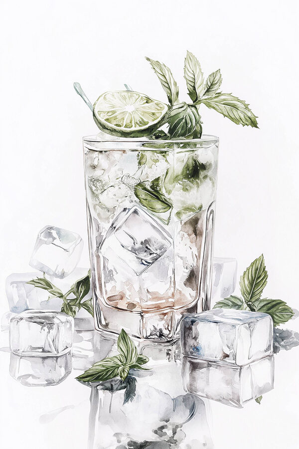 Glass with ice and lime on top Glass with ice and lime on top