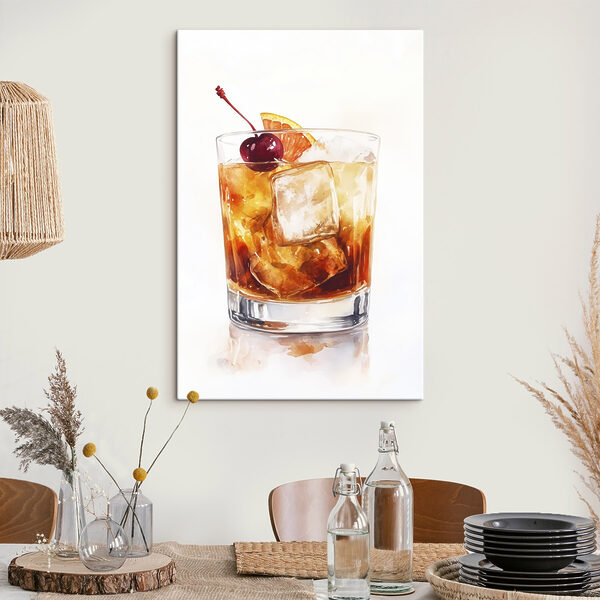 Glass with ice and a cherry on top Glass with ice and a cherry on top