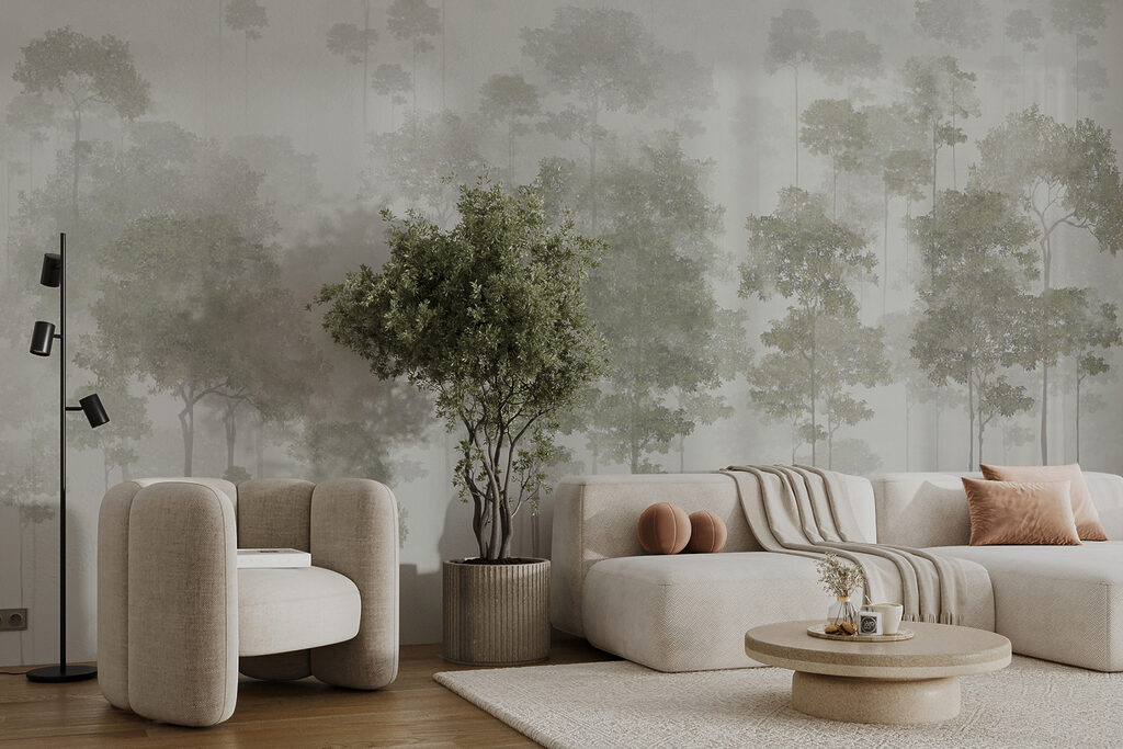 Group of trees in fog