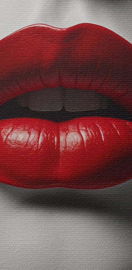 Red lips amidst abstract design Red lips amidst abstract design