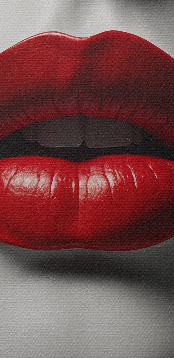 Red lips amidst abstract design Red lips amidst abstract design