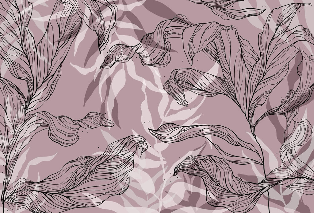 Disegno di foglie su sfondo rosa Disegno di foglie su sfondo rosa
