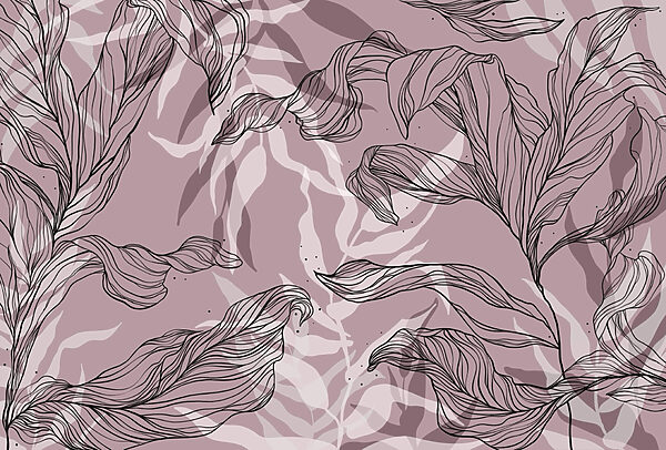 Disegno di foglie su sfondo rosa Disegno di foglie su sfondo rosa
