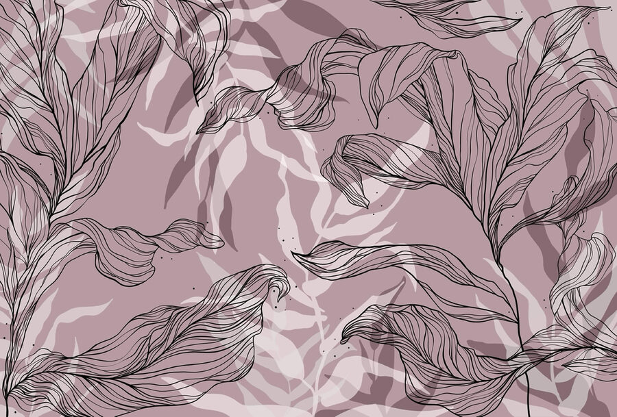 Disegno di foglie su sfondo rosa Disegno di foglie su sfondo rosa