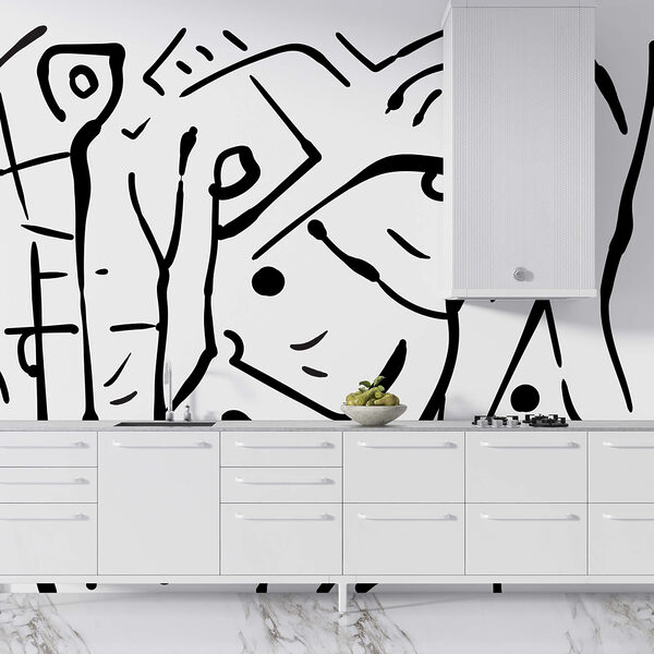 Disegno in bianco e nero di un gruppo di persone Disegno in bianco e nero di un gruppo di persone