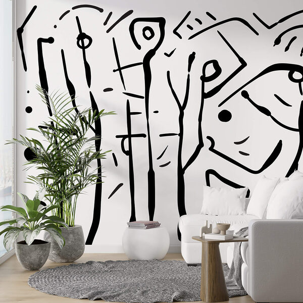 Disegno in bianco e nero di un gruppo di persone Disegno in bianco e nero di un gruppo di persone