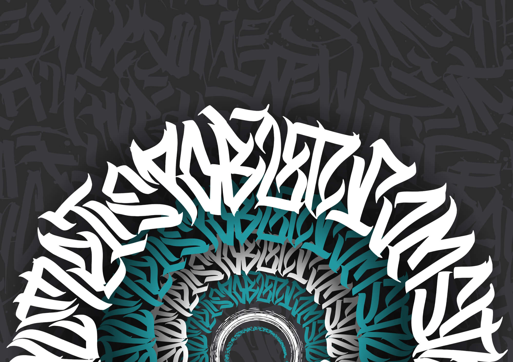 t00012p - Graffiti bianchi e blu su sfondo nero - tegory