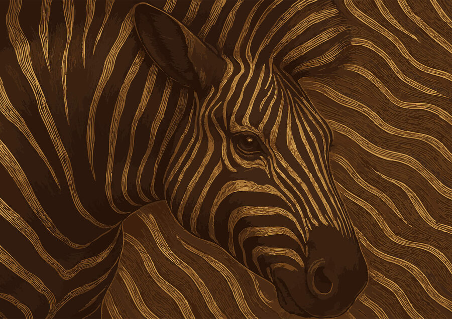 Zebra in vortici astratti di colore Zebra in vortici astratti di colore