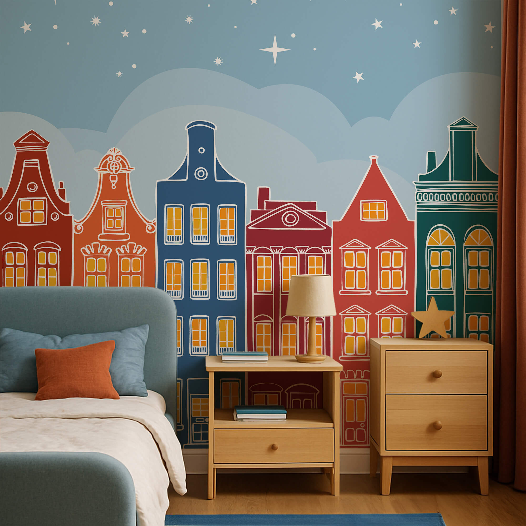 Fila di edifici colorati