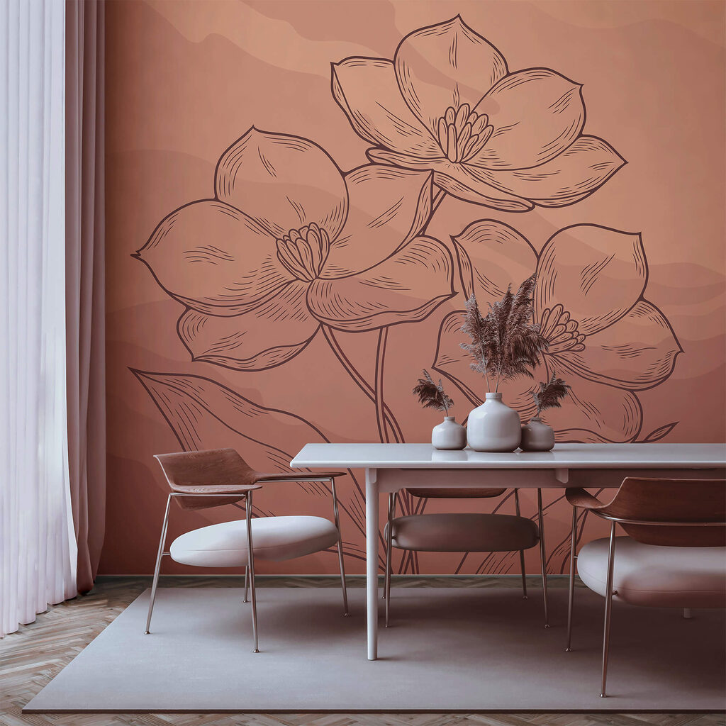 Disegno di fiori su sfondo rosa