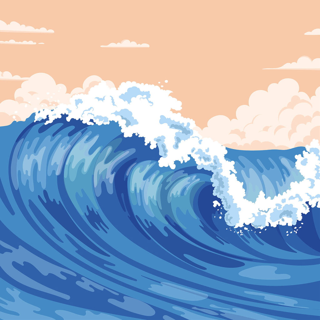 Onda grande con onde schiumose Onda grande con onde schiumose