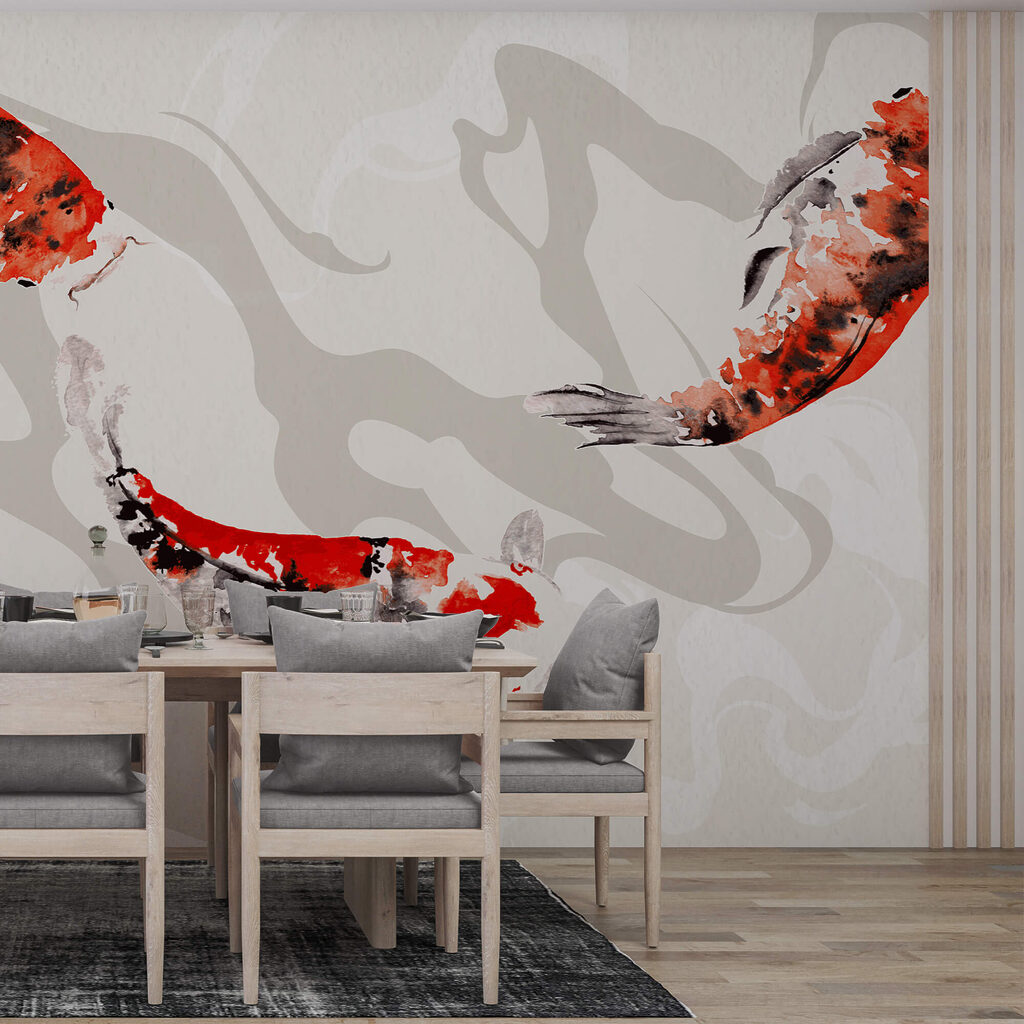 Pittura di pesci che nuotano