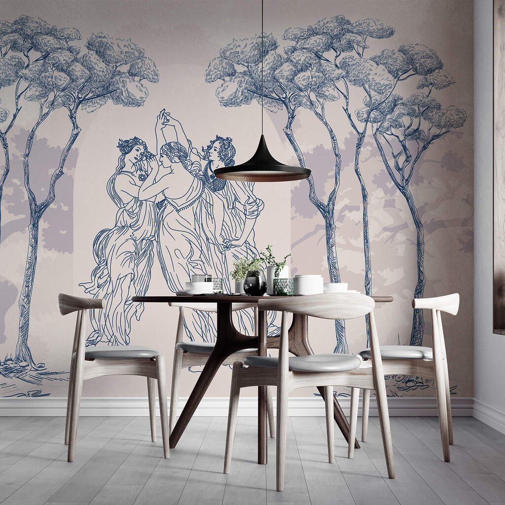 Gruppo di persone che balla sotto gli alberi