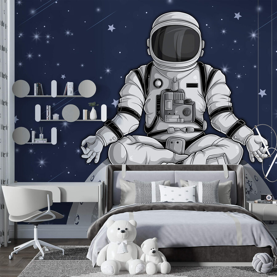 Un astronauta seduto sulla luna