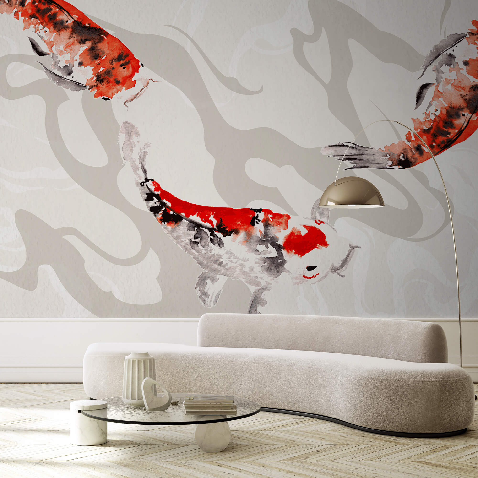 Pittura di pesci che nuotano