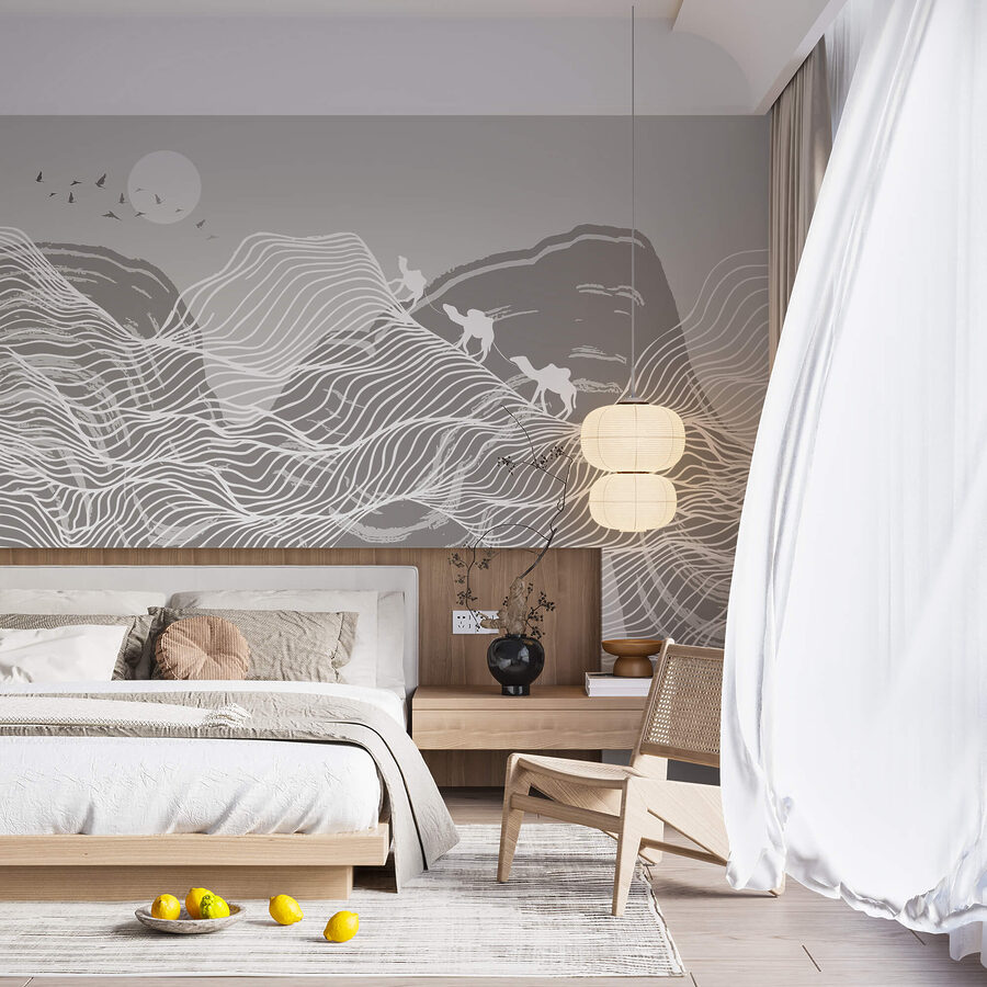 Wall murals White lines on a gray background