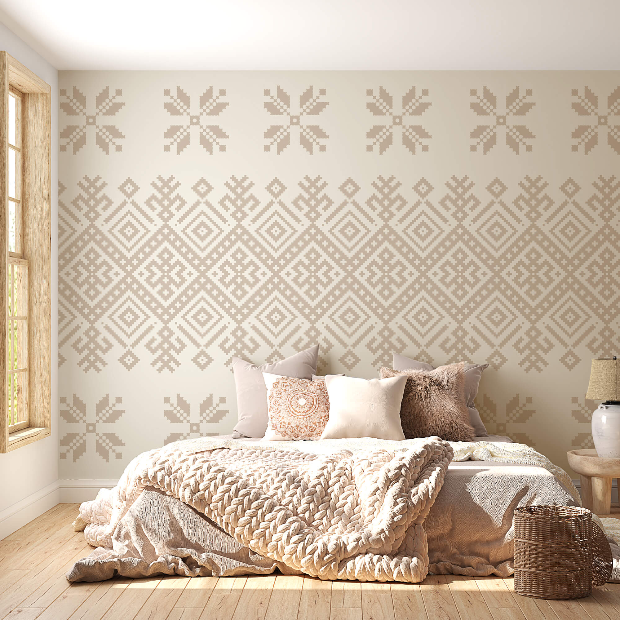 Pattern di forme geometriche e fiori