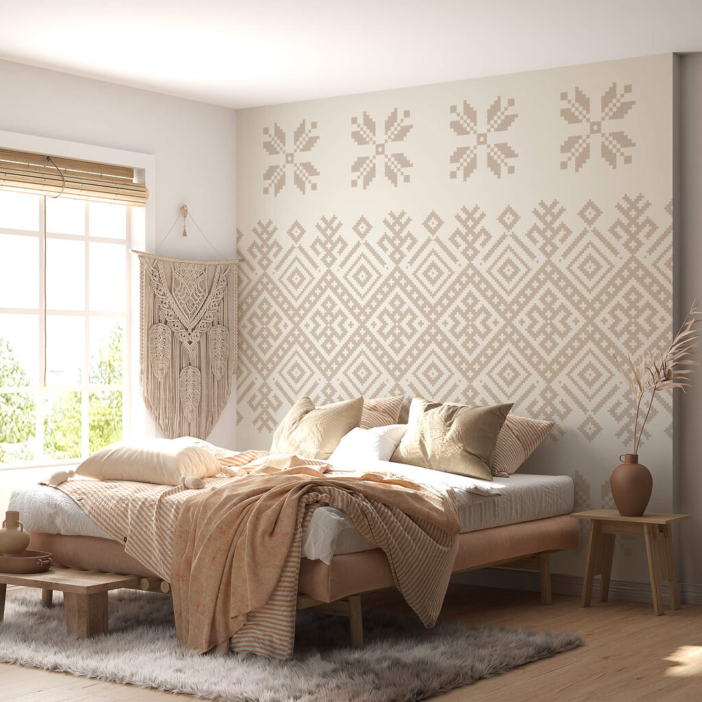 Pattern di forme geometriche e fiori