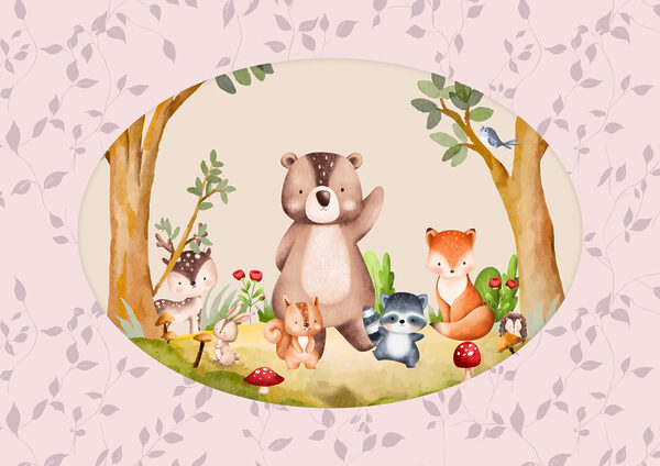 Cartone animato di animali in una foresta Cartone animato di animali in una foresta