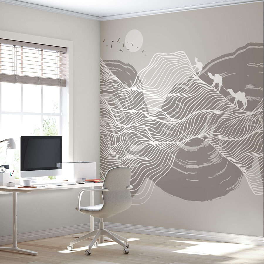 Wall murals White lines on a gray background