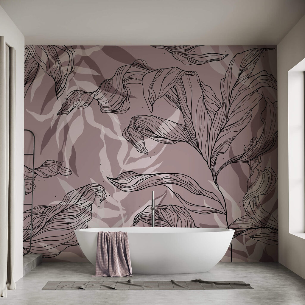 Disegno di foglie su sfondo rosa