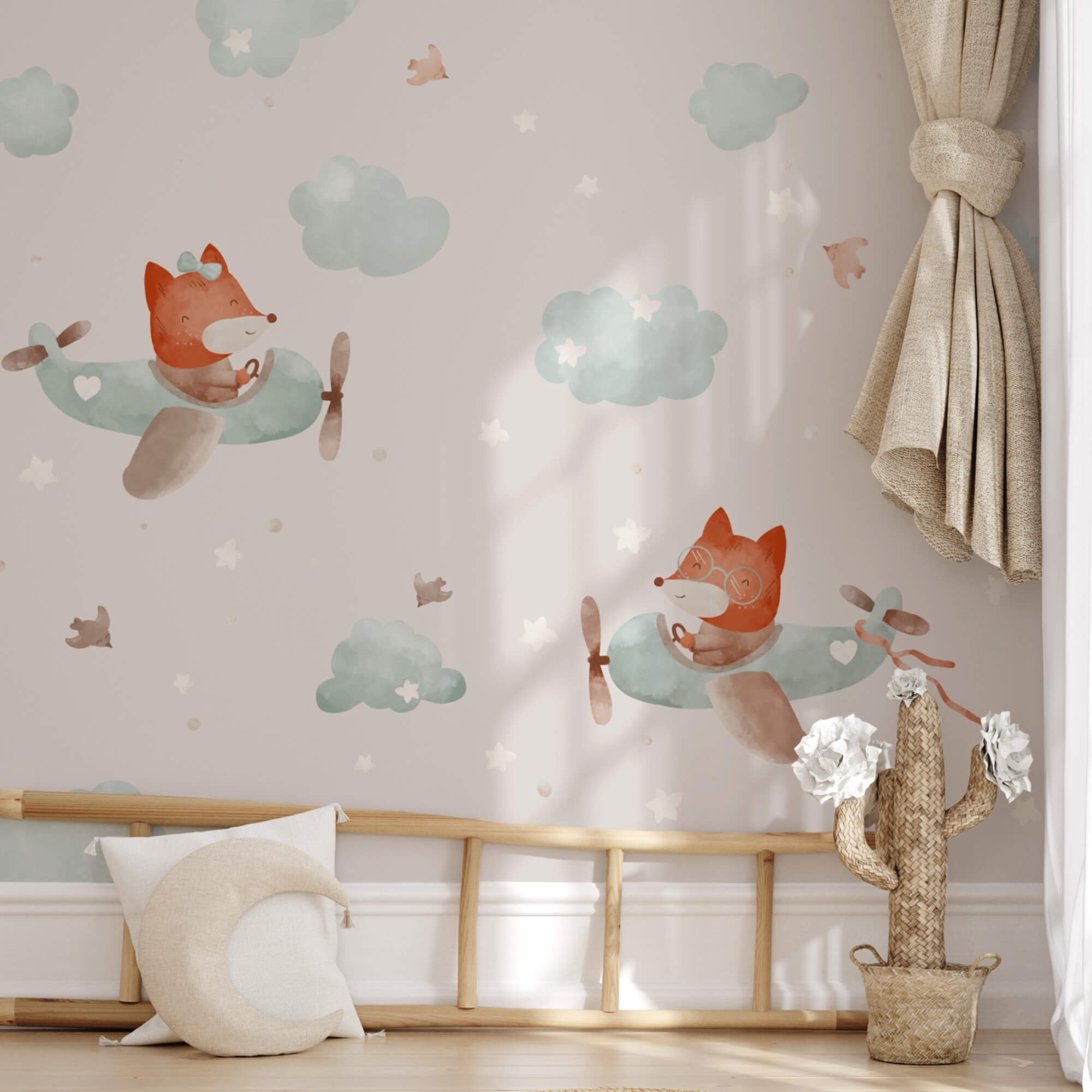 Schema di volpi che volano sugli aerei